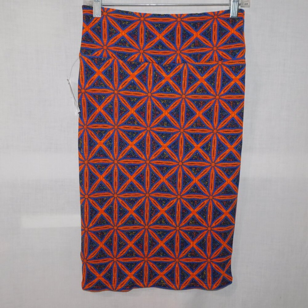 Lularoe Cassie Blue Orange Geometric Pattern Body Con Pencil Skirt NEW Womens S - Picture 5 of 5